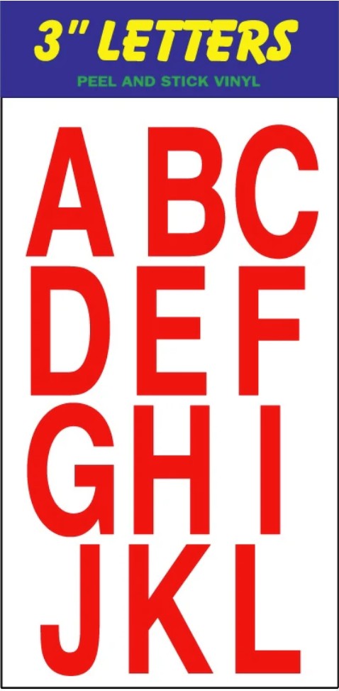 Vinyl 2 Inch Letter Decal/ Sticker Assorted Colors (VS2LR VS2LB)