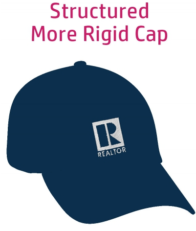 Hat Realtor Logo Branded Caps All Fabric Structured more Rigid Cap Velcro Closure Assorted Colors (CAPB CAPBK CAPLB CAPPK)