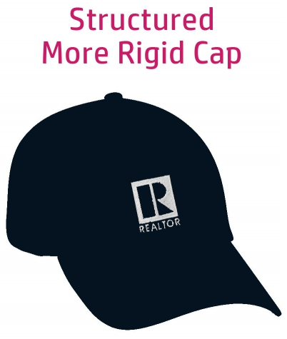 Hat Realtor Logo Branded Caps All Fabric Structured more Rigid Cap Velcro Closure Assorted Colors (CAPB CAPBK CAPLB CAPPK)
