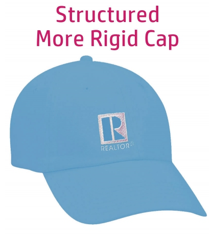 Hat Realtor Logo Branded Caps All Fabric Structured more Rigid Cap Velcro Closure Assorted Colors (CAPB CAPBK CAPLB CAPPK)