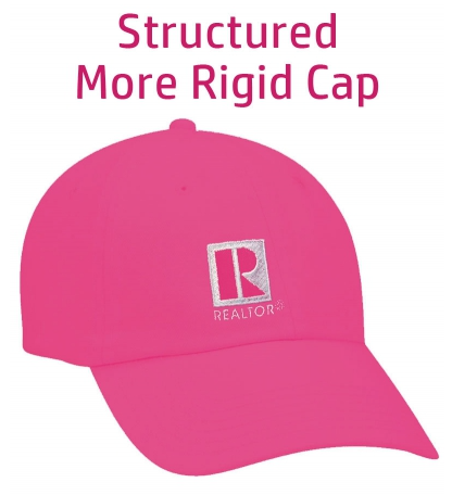 Hat Realtor Logo Branded Caps All Fabric Structured more Rigid Cap Velcro Closure Assorted Colors (CAPB CAPBK CAPLB CAPPK)