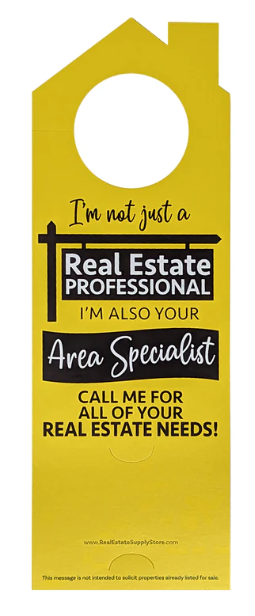 Marketing Door Hanger plastic 10" tall by 3.5" wide (DOROH DORCS DORAB DORAR DORAY)