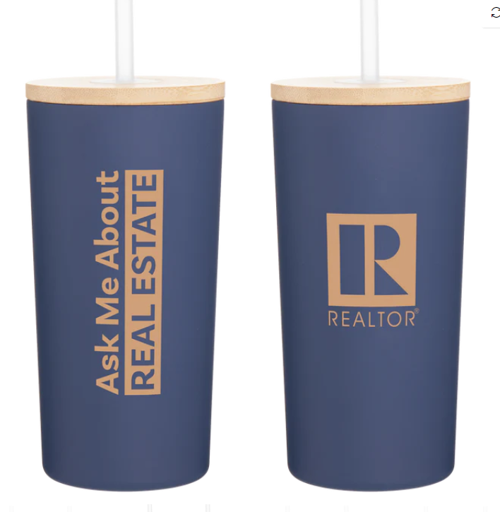 Realtor Insulated Tumbler with Bamboo Lid and Soft Straw 16.9oz (RTASKB RTASKN)