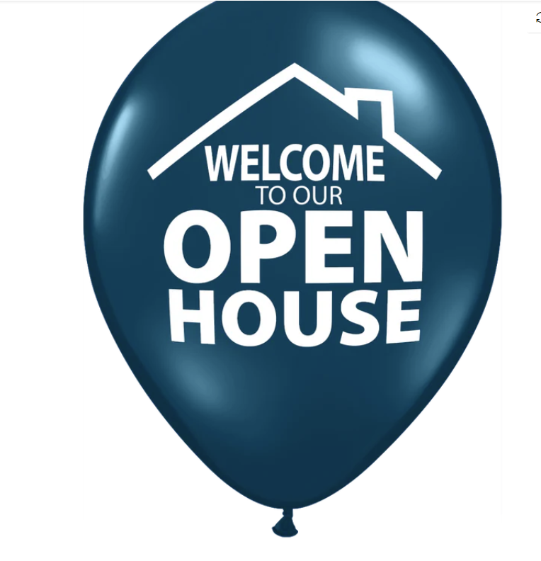Balloons-"Welcome to Our Open House" - Pack of 25 (BW25P BW25B BW25N BW25G)