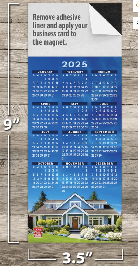 Calendar 2025 Year-at-a-Glance Calendar with Business Card Magnet -10 per pack (CC901 CC903)
