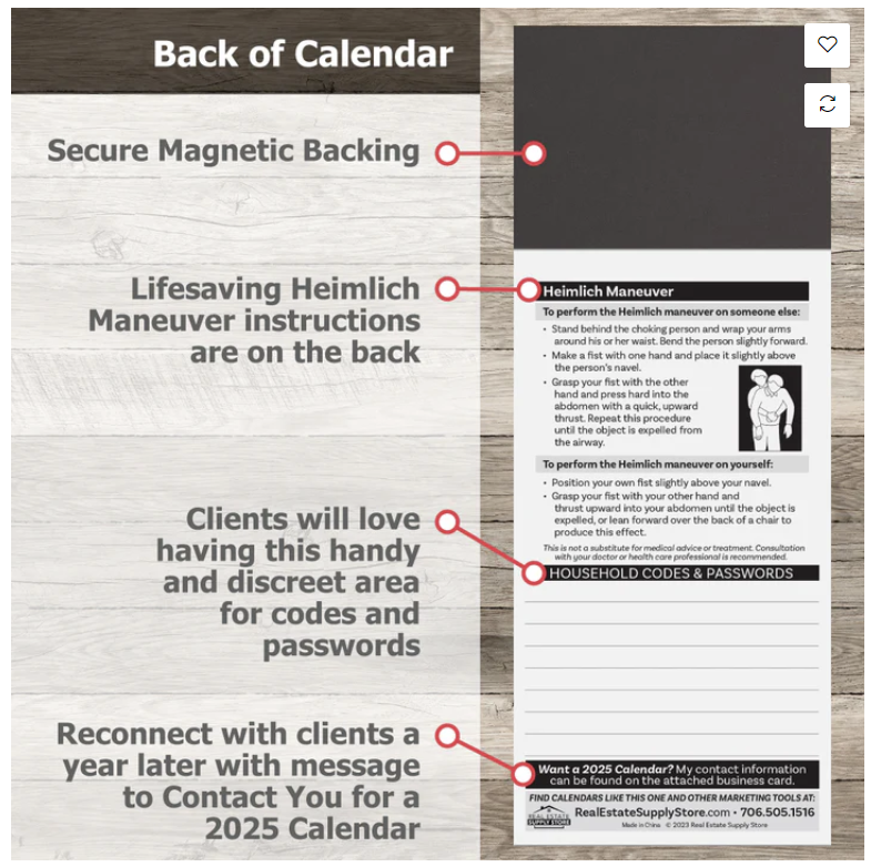 Calendar 2025 Year-at-a-Glance Calendar with Business Card Magnet -10 per pack (CC901 CC903)