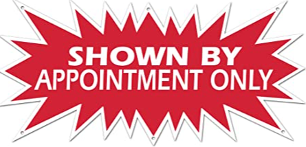 Sign Star Shown By Appointment Only small Red 23"wide x 11"tall double sided corrugated (SSBSH)