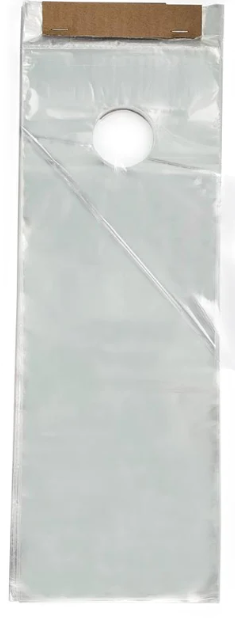 Small Plastic Door Bag for Flyers Brochures Pamphlets 5 1/2 x 15 Poly door bag with 1 1/2 hanger (DB515)