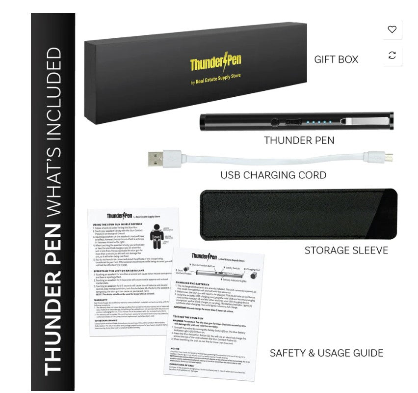 Thunder Pen – Tactical Stun Pen for Discreet, Powerful Self-Defense (TPENBK TPENB TPENS)