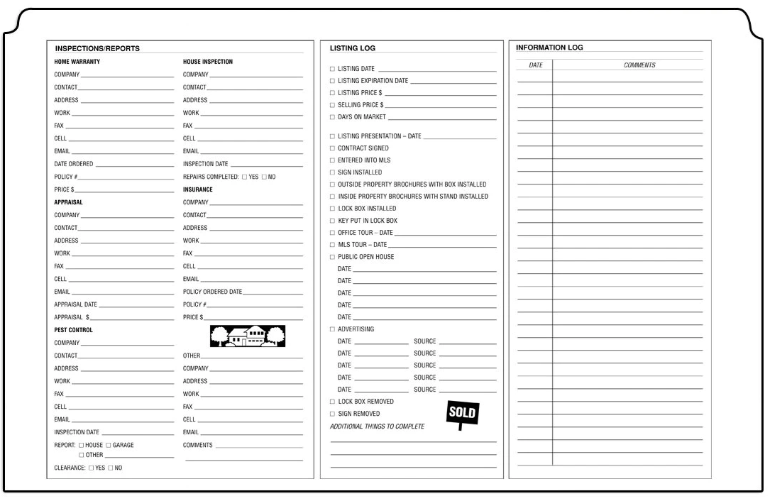 Transaction Folder Legal Size pack of 10 Detailed for your listing and selling record information and paperwork storage (TRANS)