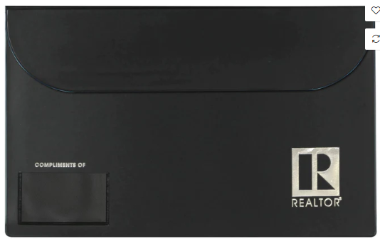 Vinyl Document Folders Legal Size Compliments of with Realtor Logo and business card holder attachment Assorted Colors (OVDOR OVDBR OVDRR)