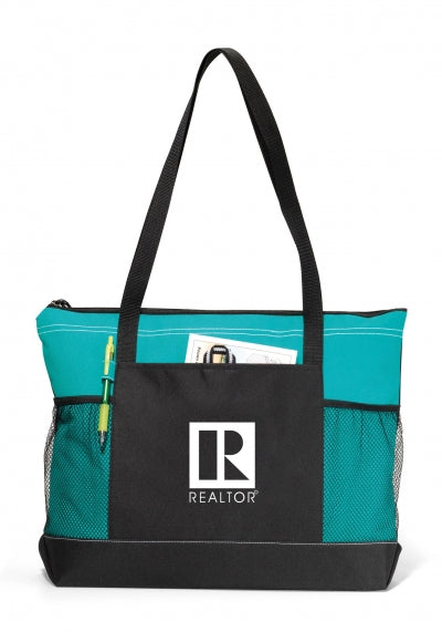 Zippered Tote Bag with Realtor Logo 20" Wide 14" High 4" Deep Assorted Colors (RZTRD RZTBL RZTBK RZTTL)