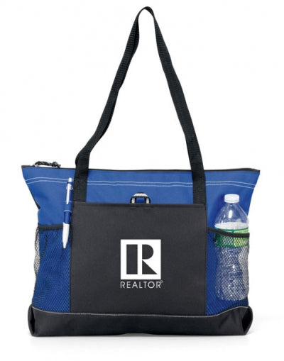 Zippered Tote Bag with Realtor Logo 20" Wide 14" High 4" Deep Assorted Colors (RZTRD RZTBL RZTBK RZTTL)