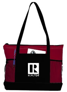 Zippered Tote Bag with Realtor Logo 20" Wide 14" High 4" Deep Assorted Colors (RZTRD RZTBL RZTBK RZTTL)