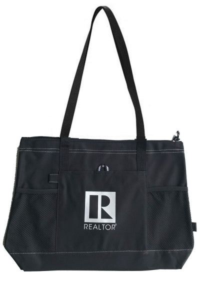 Zippered Tote Bag with Realtor Logo 20" Wide 14" High 4" Deep Assorted Colors (RZTRD RZTBL RZTBK RZTTL)