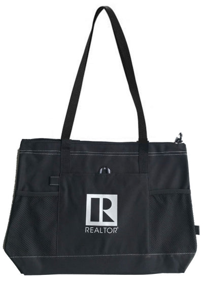 Zippered Tote Bag with Realtor Logo  20" Wide 14" High 4" Deep Assorted Colors (RZTRD RZTBL RZTBK RZTTL RZTPL)