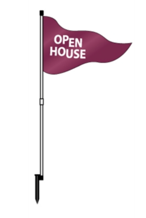 Flag PVC Pennant Flag 67" One Panel Flag Printed Open House White Print/Black Print Assorted Colors (F2OHM F2OHB F2OHR F2OHG F2OGR F2OHO F2OHY)