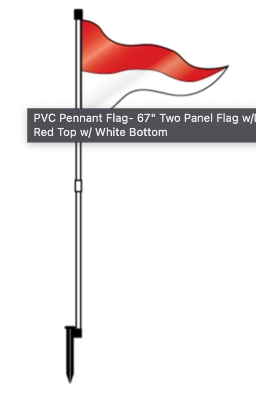Flag PVC Pennant Flag 67" Two Panel Flag Red Top White Bottom (FL2RD)