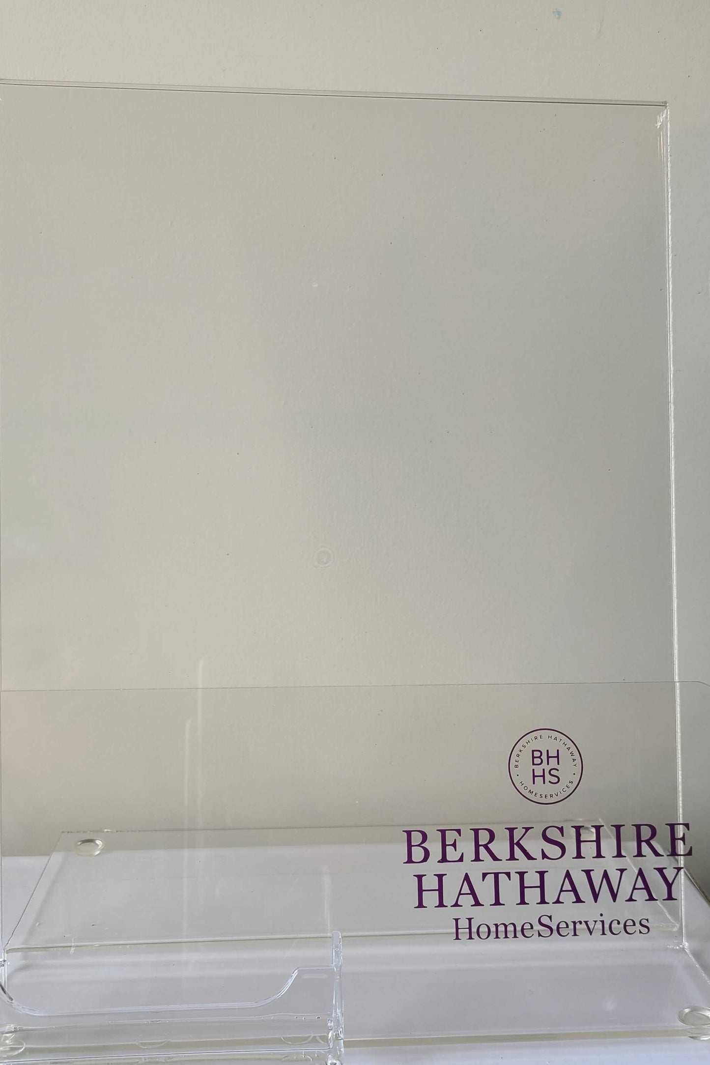 Indoor Flyer Stand Clear Brochure Holder Berkshire Hathaway Logo Holds approx. 200-250 8 1/2" x 11" flyers with Business card holder attachment (INDBH)