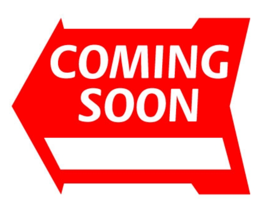 Sign Arrow shape Coming Soon Red 23" wide x 17 1/2 tall double sided corrugated 3 Hanging holes on the top and bottom (SACOM)
