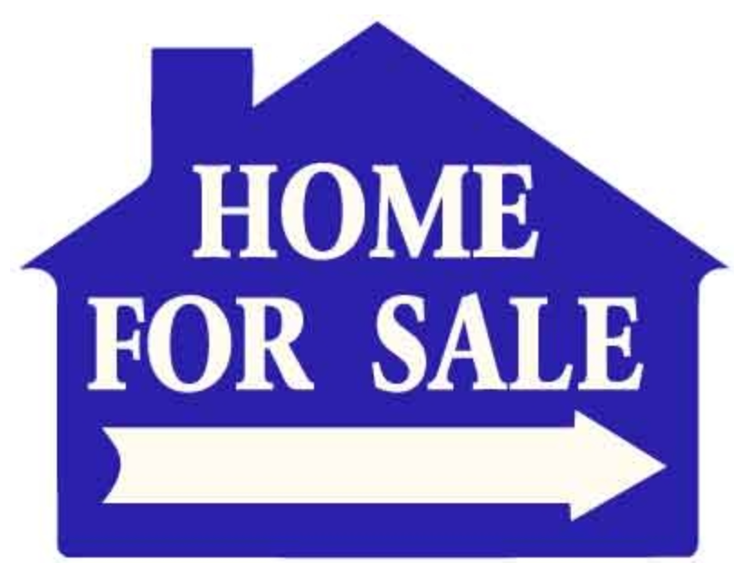 Sign House Shape Home For Sale with Arrow Blue  23"wide x 17"tall double sided corrugated 1 Hanging hole on the top and 3 on the bottom (SHH4B)