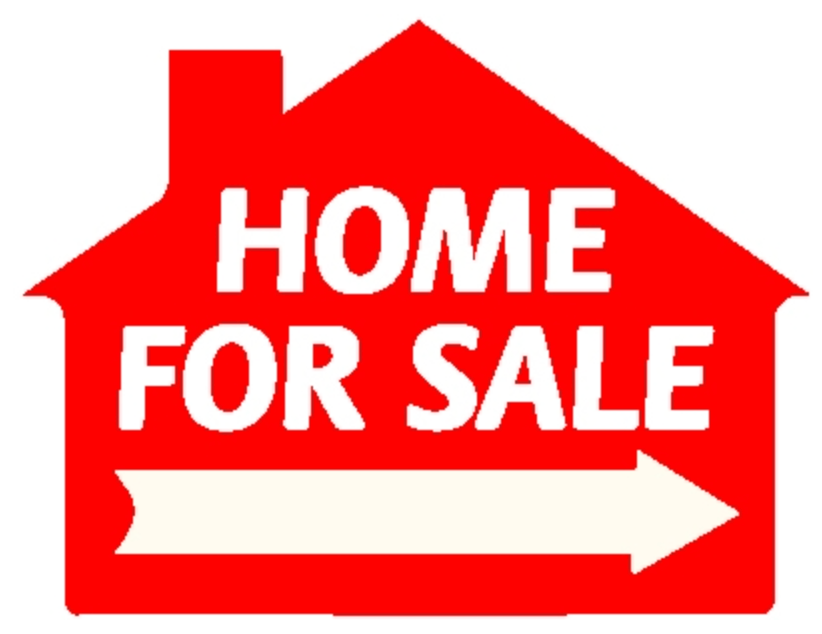 Sign House Shape Home For Sale with Arrow Red 23"wide x 17"tall double sided corrugated (SHH4S)
