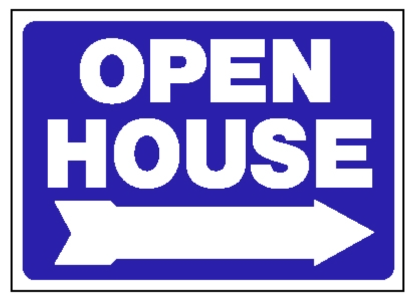 Sign Panel Open House Blue with Arrow 18'High X 24' Wide double sided corrugated (SCPOB)