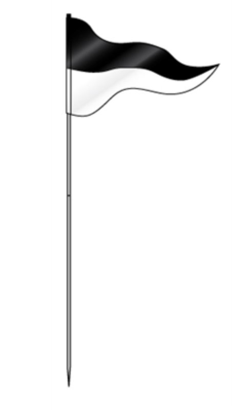 Flag Steel Pole 72" Two Panel Black Top with White Bottom (FLSBK)