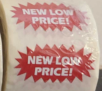 Sticker Starburst New Low Price Red 250 per Roll