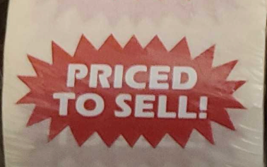 Sticker Starburst Priced To Sell Red 250 per Roll