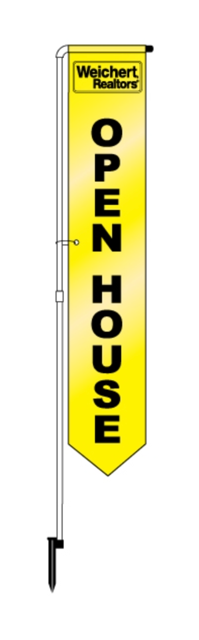 Yard Marker OffIce Weichert Open House PVC 2 Side Nylon Yard Marker - 67" Tall Yellow (SYOHW)
