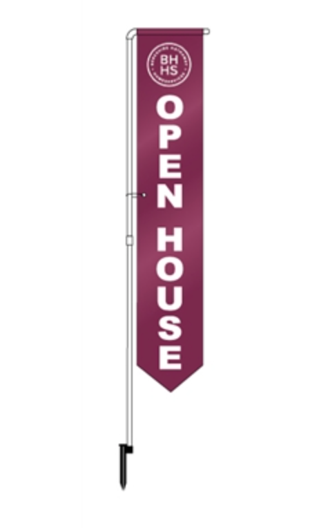 Yard Marker Office Berkshire Hathaway Open House PVC 2 Sided Nylon Yard Marker - 67" Tall Burgundy (YMBS)