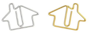 House Shaped Silver and Gold Paper Clips 50 count (HSNGC)