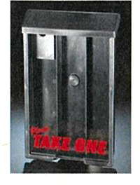 Outdoor Flyer Brochure Box Please Take One in red letters accommodates 125 sheets of 8 1/2"x 11" flyers This item will strap around most yard posts with the cable tie or screw directly onto the post Assorted Colors (OMCFW OMCFB OMCFR)