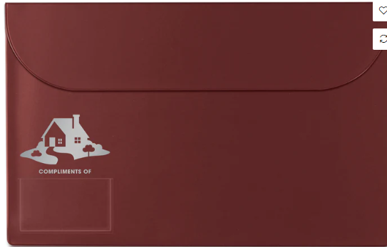 Vinyl Document Folders Legal Size Compliments of with 2 House Logo Styles and business card holder attachment Assorted Colors (OVDFBK OVDFB OVDFO OVDFM OVDFG OVDFR)