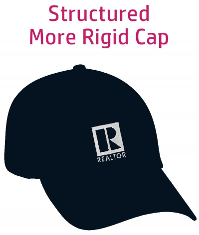 Hat Realtor Logo Branded Caps All Fabric Structured more Rigid Cap Velcro Closure  Assorted Colors (CAPB CAPBK CAPLB CAPPK)