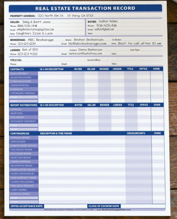 Real Estate Transaction Record worksheet (RTRAN)