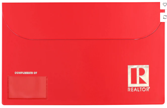 Vinyl Document Folders Legal Size Compliments of with Realtor Logo and business card holder attachment Assorted Colors (OVDOR OVDBR OVDRR)