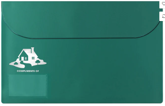 Vinyl Document Folders Legal Size Compliments of with 2 House Logo Styles and business card holder attachment Assorted Colors (OVDFBK OVDFB OVDFO OVDFM OVDFG OVDFR)