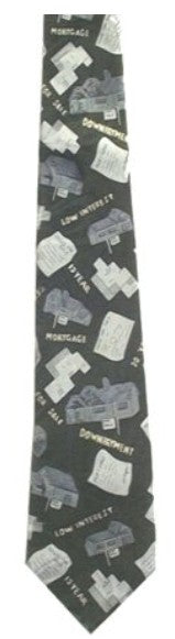 Men' Tie- Black with Houses (MTHB)