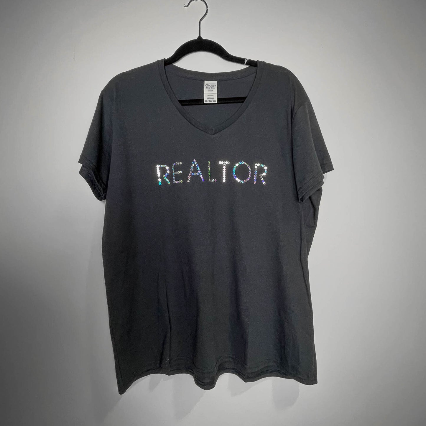 Realtor Womens T-Shirt R E A L T O R  Sequence V-Neck tee shirt (AZA2W NAV2W))