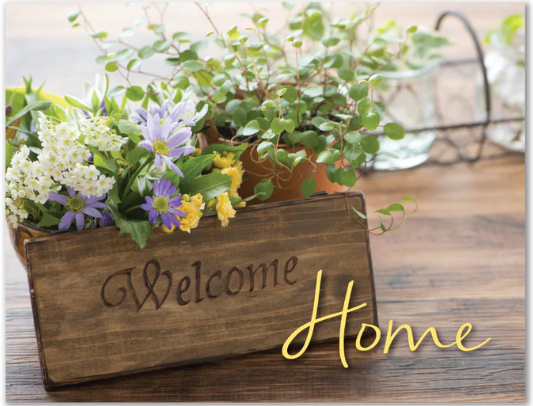 Note Cards-Welcome Home flower basket 25 Note Cards and 25 Envelopes (NOTEF)