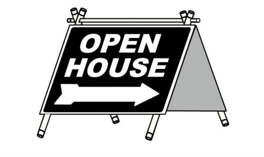 Sign A Frame Open House Black & White PVC   Large 24" wide x 18" tall (SABLK)