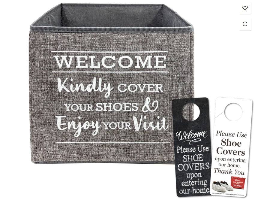 Shoe Cover Bin- Premium Linen Look- Foldable (SBINB SBINR SBINN SBING)