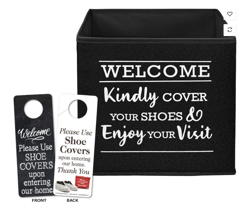 Shoe Cover Bin- Premium Linen Look- Foldable (SBINB SBINR SBINN)