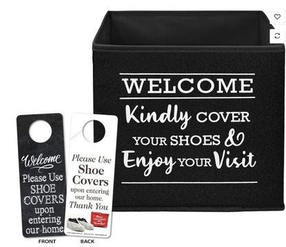 Shoe Cover Bin- Premium Linen Look- Foldable (SBINB SBINR SBINN)