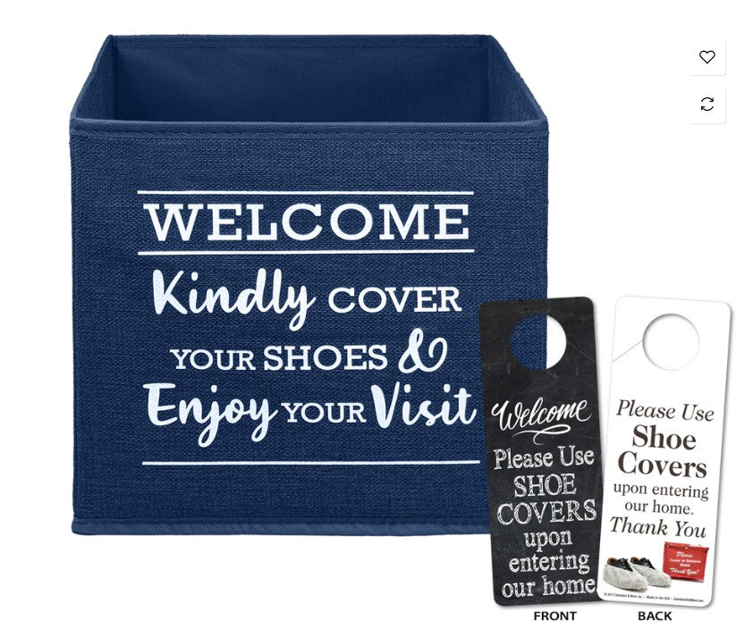 Shoe Cover Bin- Premium Linen Look- Foldable (SBINB SBINR SBINN)