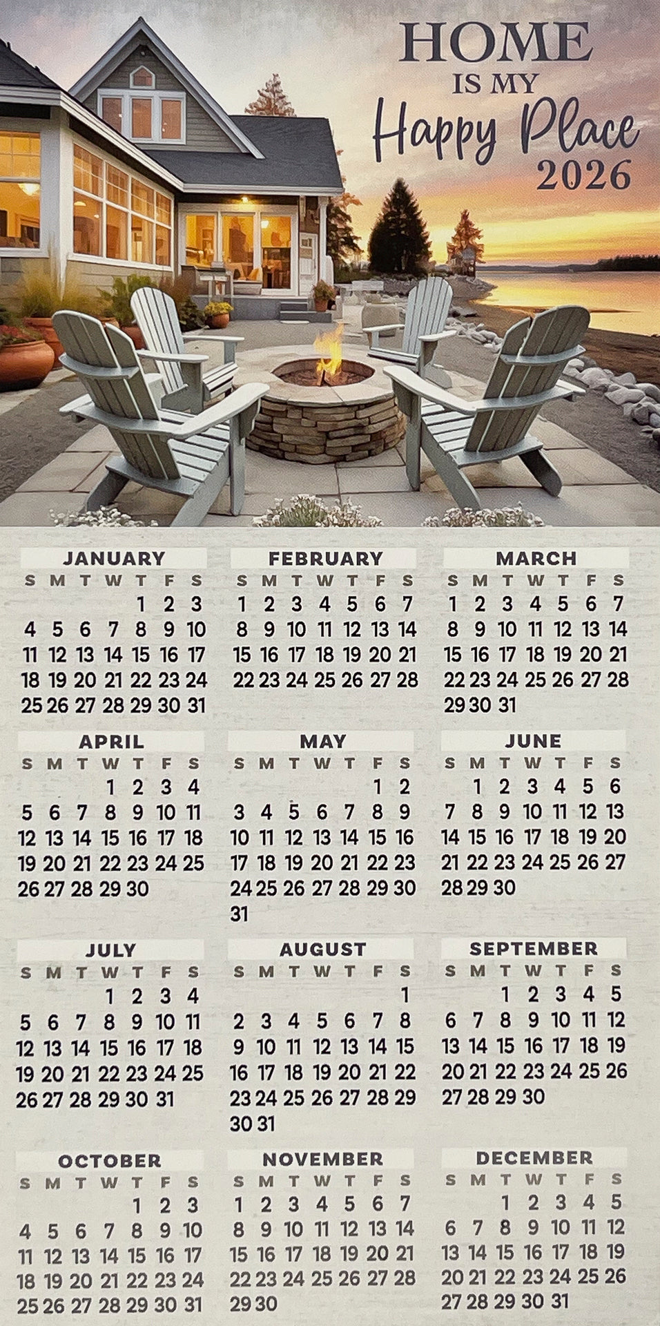 2026 Year-at-a-Glance Calendar with Business Card Magnet - 5 Pack (YG905 YG908 YG909)