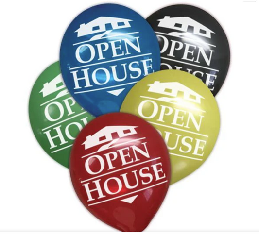 Balloons-"Open House" pack of 25 Assorted Colors (SB25N SB25R SB25G SB25Y)