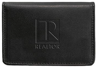 Business Card Wallet Black Leatherette with REALTOR Branded Logo holds up to 50 cards (BCBLK)